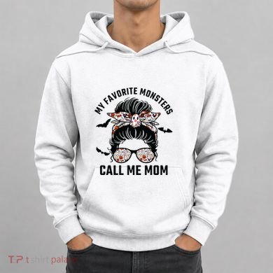 My Favorite Monsters Call Me Mom Messy Bun Mom Halloween Hoodie
