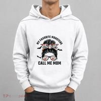My Favorite Monsters Call Me Mom Messy Bun Mom Halloween Hoodie thumb 0