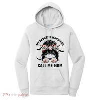My Favorite Monsters Call Me Mom Messy Bun Mom Halloween Women's Hoodie thumb 0