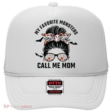 My Favorite Monsters Call Me Mom Messy Bun Mom Halloween Hat