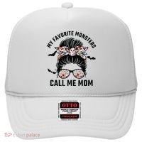My Favorite Monsters Call Me Mom Messy Bun Mom Halloween Hat thumb 0