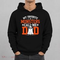 My Favorite Monsters Call Me Dad Funny Daddy Halloween Ghost Hoodie thumb 0