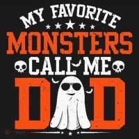 My Favorite Monsters Call Me Dad Funny Daddy Halloween Ghost Long Sleeve Shirt thumb 2