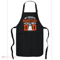 My Favorite Monsters Call Me Dad Funny Daddy Halloween Ghost Apron thumb 0