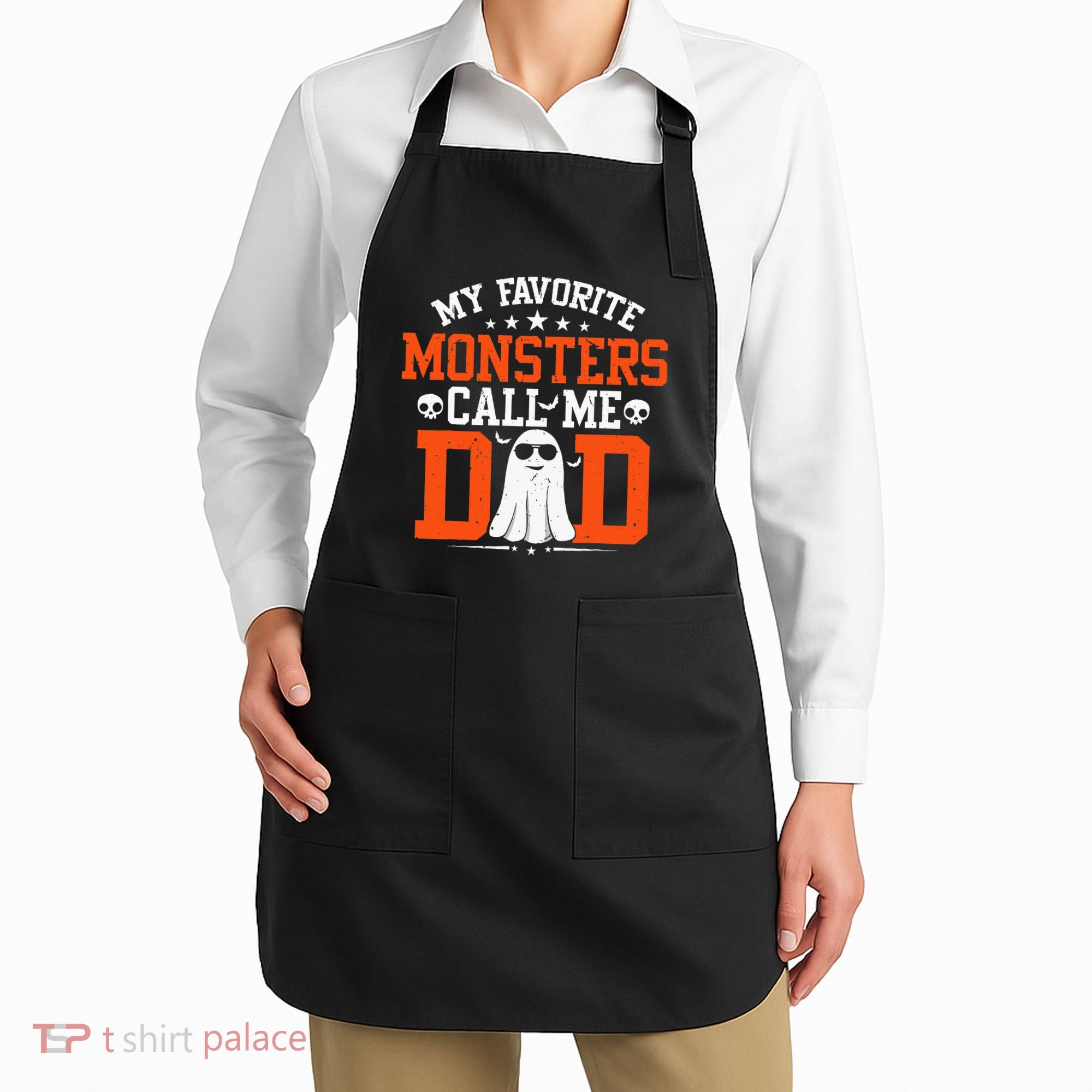 My Favorite Monsters Call Me Dad Funny Daddy Halloween Ghost Apron