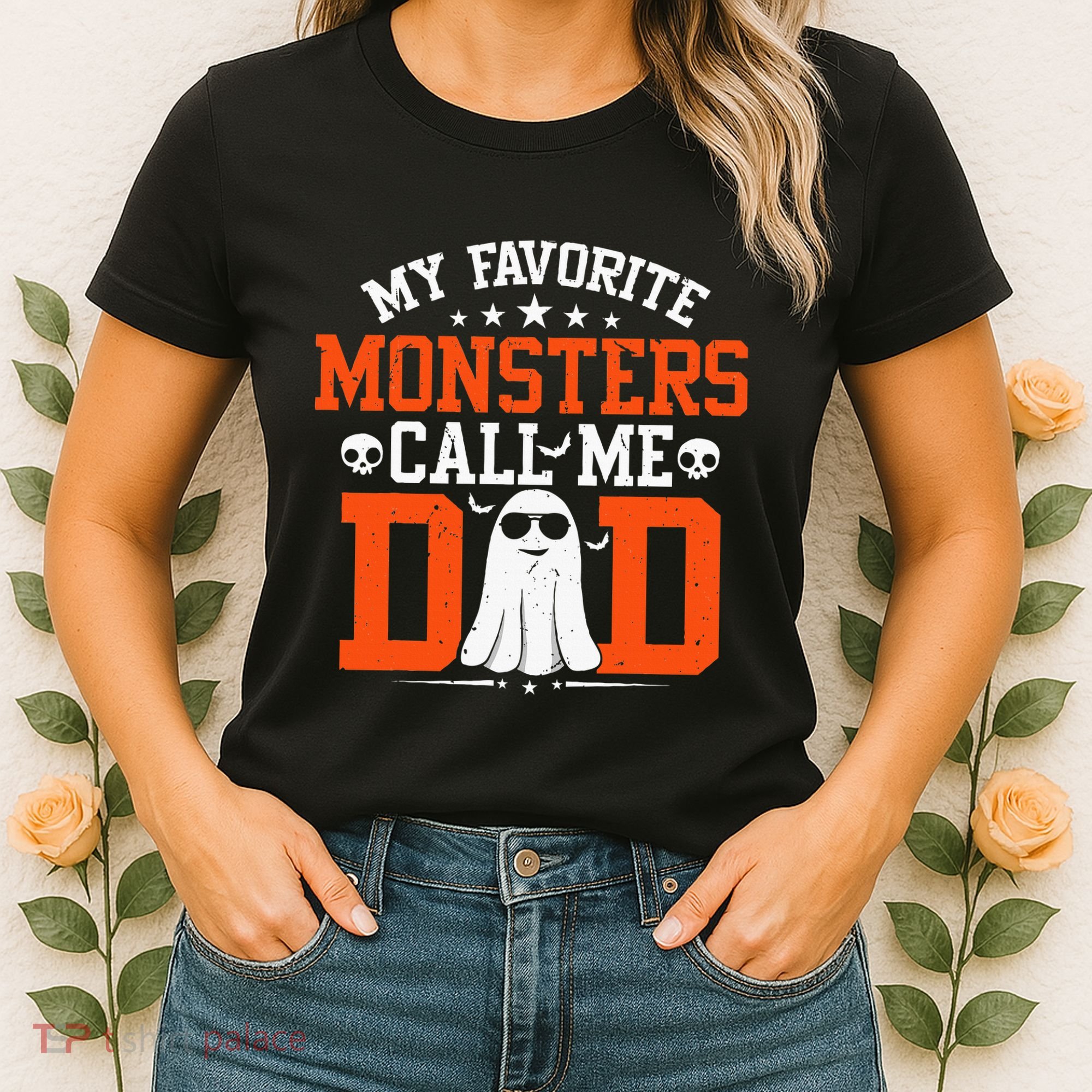 My Favorite Monsters Call Me Dad Funny Daddy Halloween Ghost Women's T-Shirt