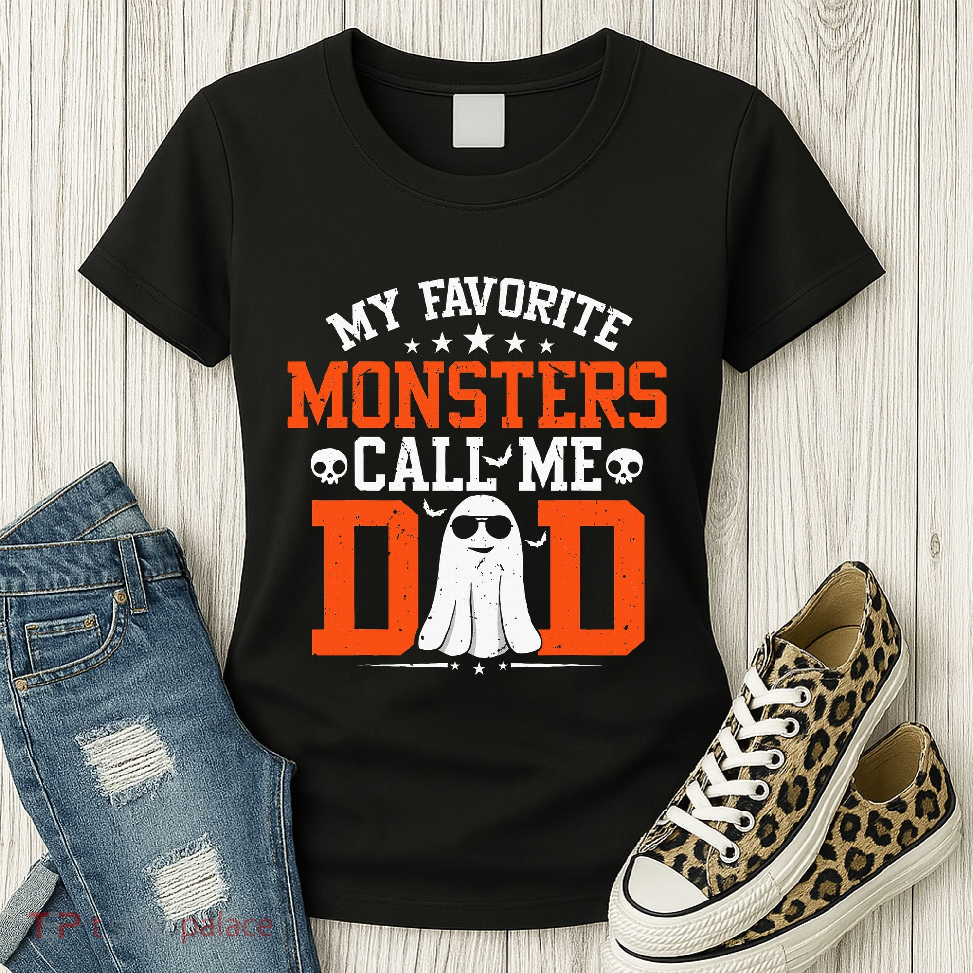 My Favorite Monsters Call Me Dad Funny Daddy Halloween Ghost Women's T-Shirt