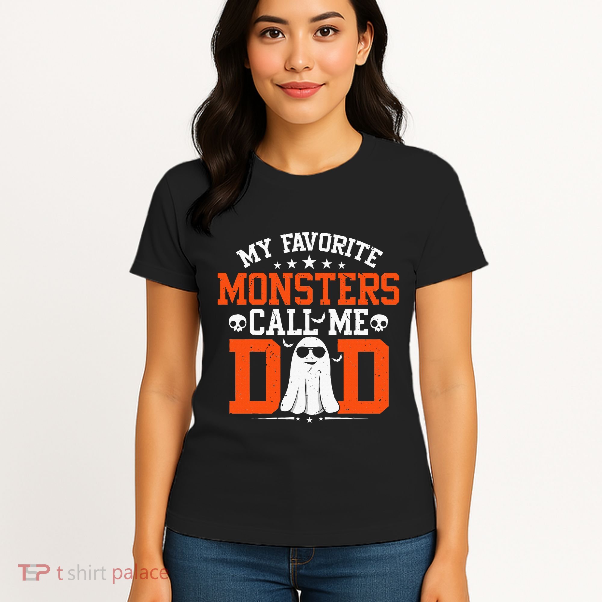 My Favorite Monsters Call Me Dad Funny Daddy Halloween Ghost Women's T-Shirt