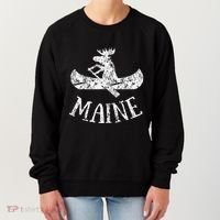 Maine Funny Moose Canoe Vacation Women's Sweatshirt thumb 0