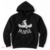 Maine Funny Moose Canoe Vacation Hoodie thumb 0