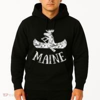 Maine Funny Moose Canoe Vacation Hoodie thumb 2