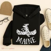 Maine Funny Moose Canoe Vacation Hoodie thumb 4