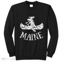 Maine Funny Moose Canoe Vacation Sweatshirt thumb 0