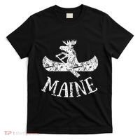 Maine Funny Moose Canoe Vacation T-Shirt thumb 0