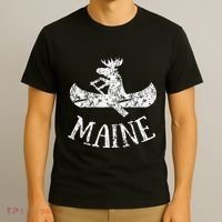 Maine Funny Moose Canoe Vacation T-Shirt thumb 3