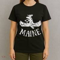 Maine Funny Moose Canoe Vacation T-Shirt thumb 4