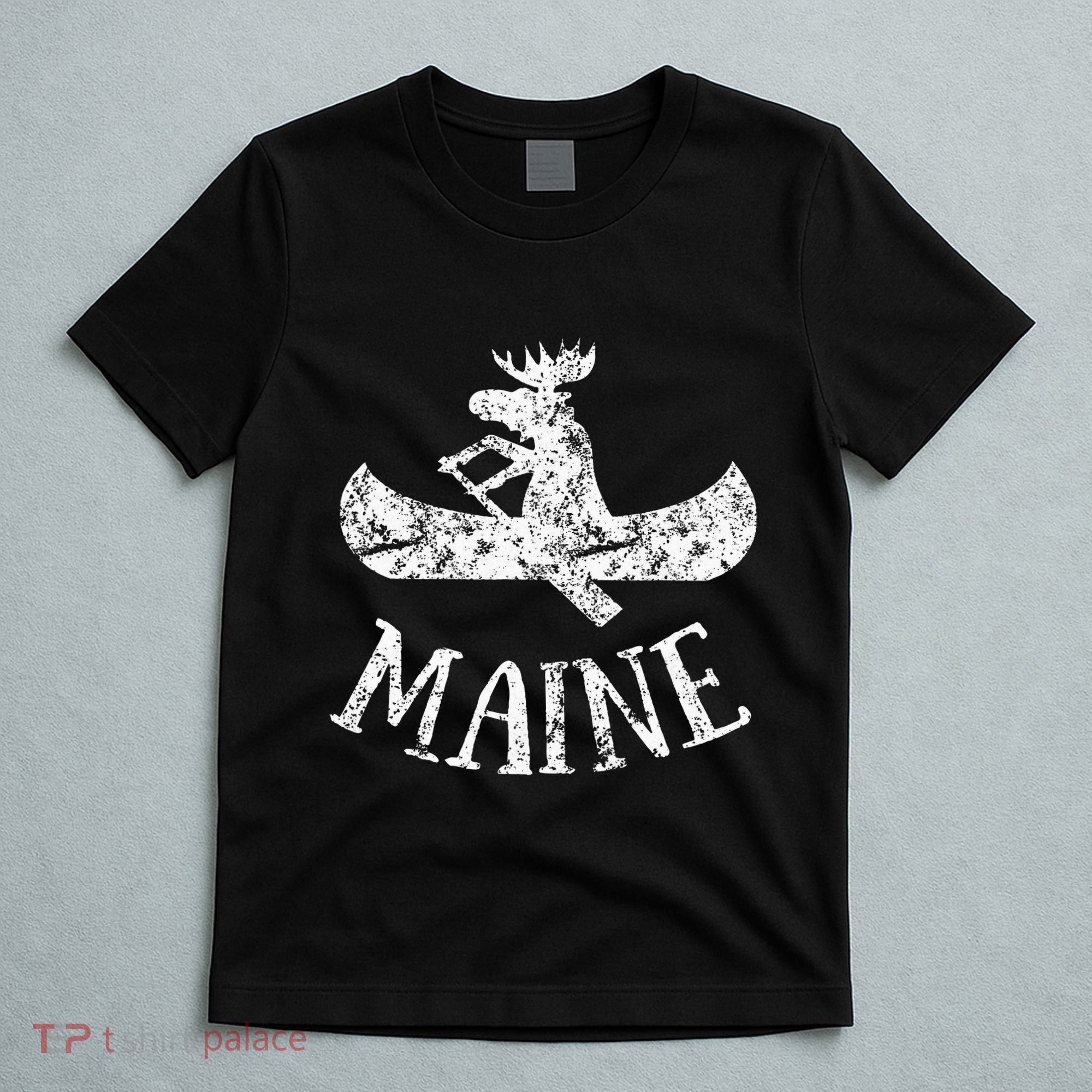 Maine Funny Moose Canoe Vacation T-Shirt