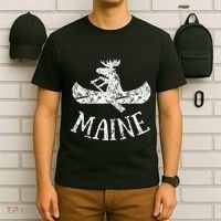 Maine Funny Moose Canoe Vacation T-Shirt thumb 6