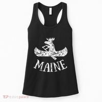 Maine Funny Moose Canoe Vacation Women's Tank Top thumb 0