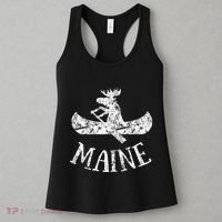 Maine Funny Moose Canoe Vacation Women's Tank Top thumb 3