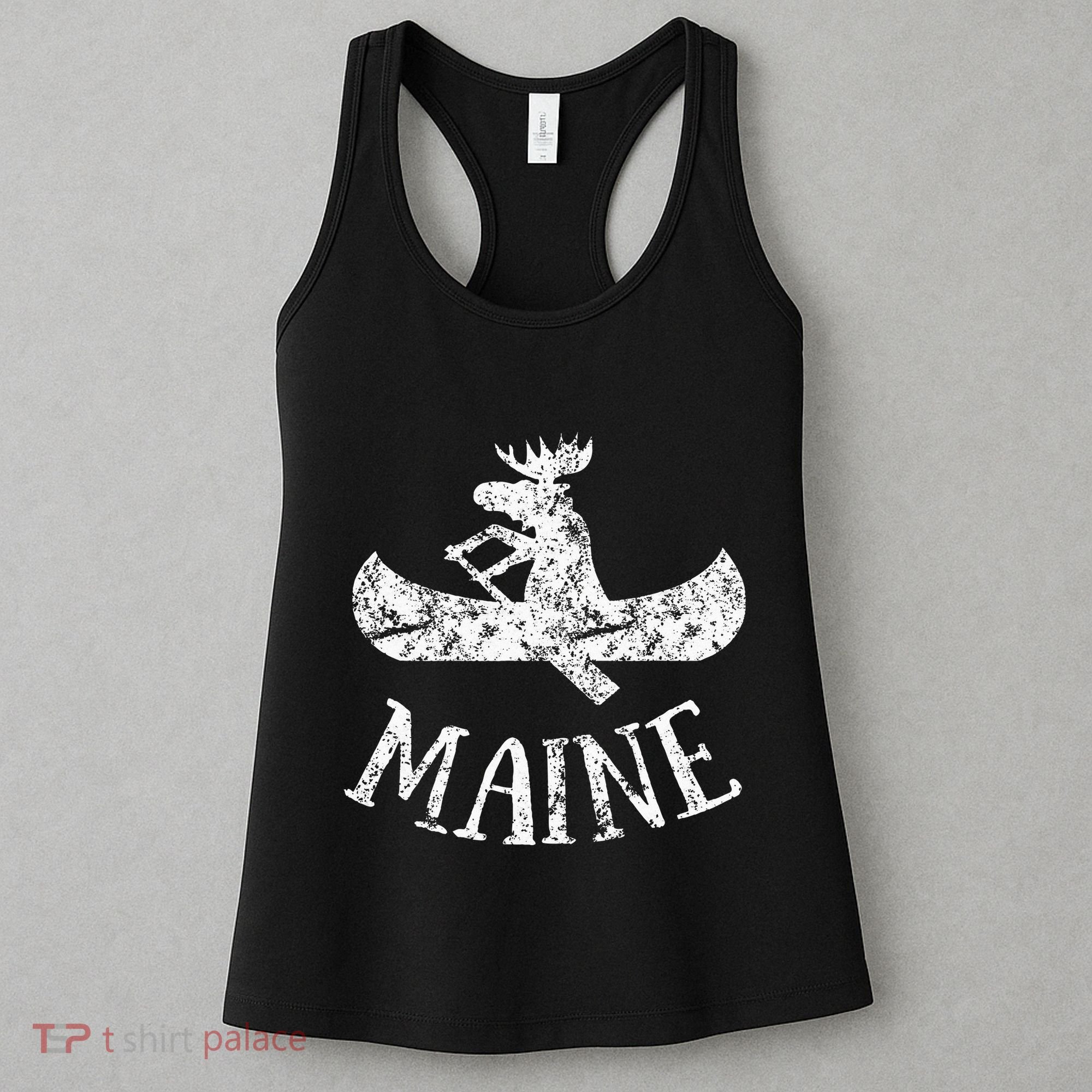 Maine Funny Moose Canoe Vacation Women's Tank Top