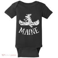 Maine Funny Moose Canoe Vacation Baby Bodysuit thumb 0