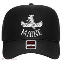 Maine Funny Moose Canoe Vacation Hat thumb 0