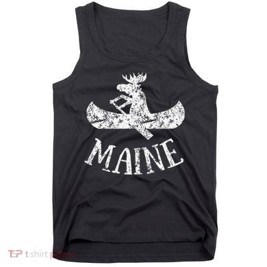 Maine Funny Moose Canoe Vacation Tank Top