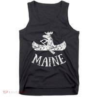 Maine Funny Moose Canoe Vacation Tank Top thumb 0