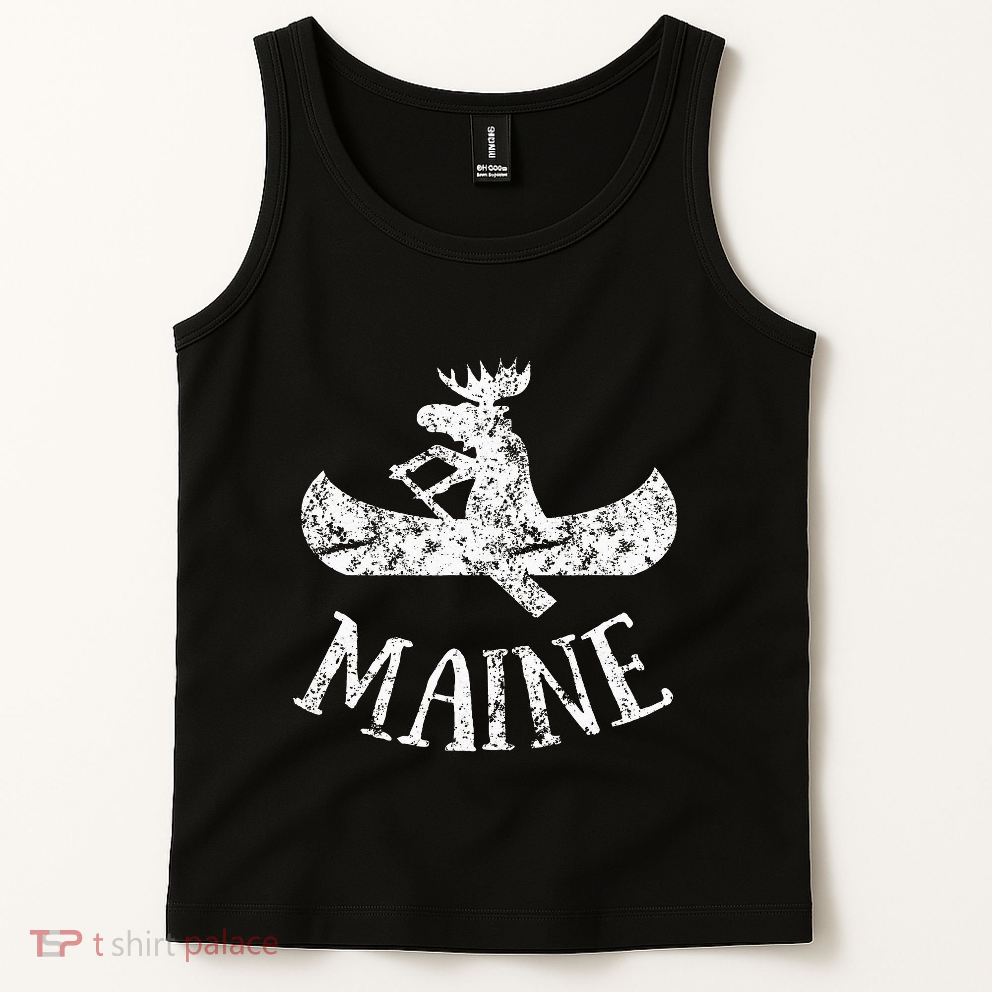 Maine Funny Moose Canoe Vacation Tank Top