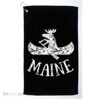 Maine Funny Moose Canoe Vacation Golf Towel thumb 0