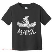 Maine Funny Moose Canoe Vacation Toddler T-Shirt thumb 0