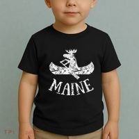 Maine Funny Moose Canoe Vacation Toddler T-Shirt thumb 2