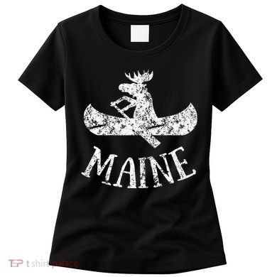Maine Funny Moose Canoe Vacation Women's T-Shirt