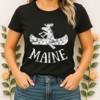 Maine Funny Moose Canoe Vacation Women's T-Shirt thumb 2
