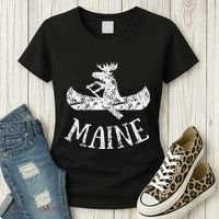 Maine Funny Moose Canoe Vacation Women's T-Shirt thumb 3