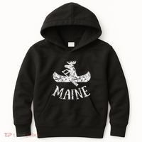 Maine Funny Moose Canoe Vacation Kids Hoodie thumb 0