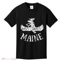 Maine Funny Moose Canoe Vacation Kids T-Shirt thumb 0