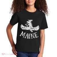 Maine Funny Moose Canoe Vacation Kids T-Shirt thumb 2