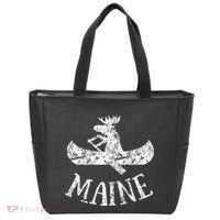 Maine Funny Moose Canoe Vacation Tote Bag thumb 0