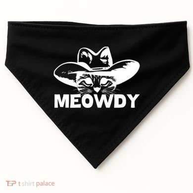 Meowdy Funny Mashup Between Meow And Howdy Cat Meme Cool Gift USA-Made Doggie Bandana