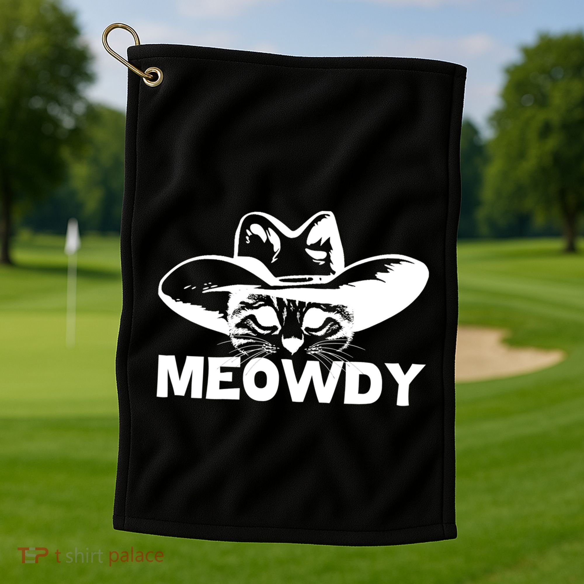 Meowdy Funny Mashup Between Meow And Howdy Cat Meme Cool Gift Golf Towel