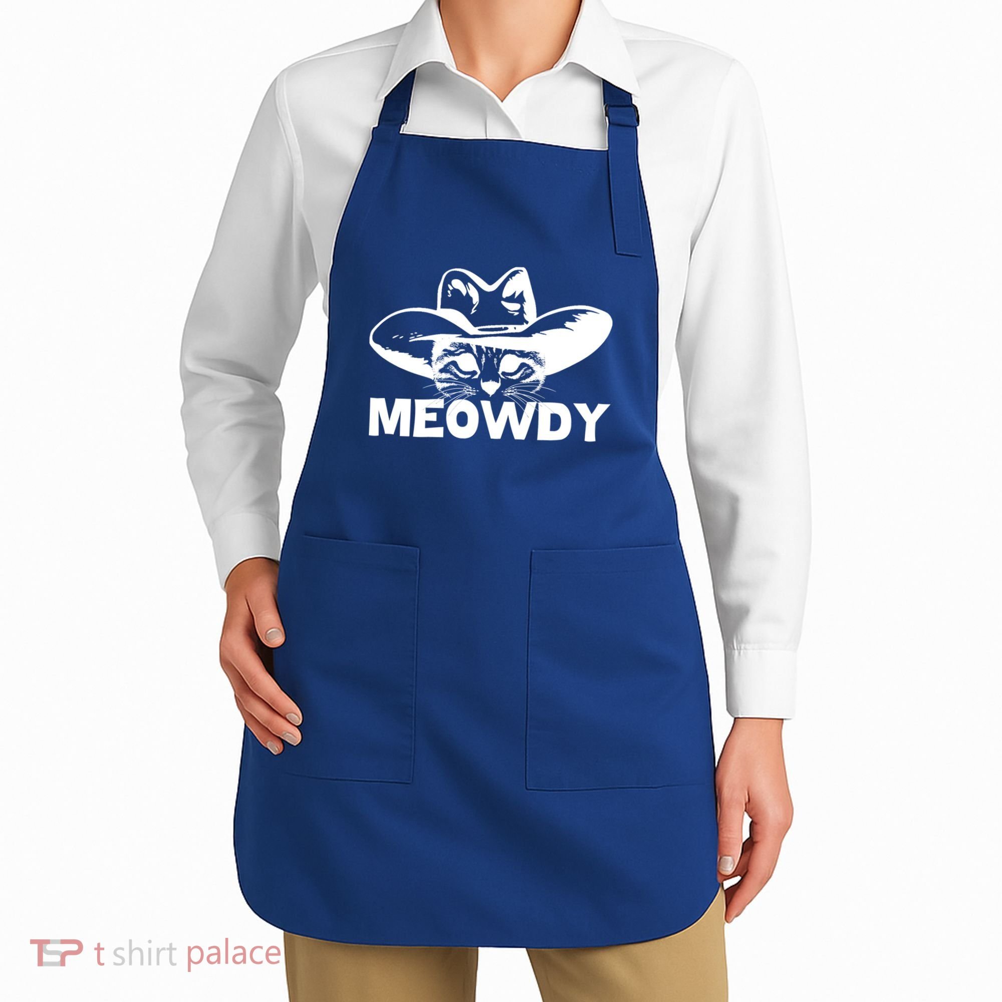 Meowdy Funny Mashup Between Meow And Howdy Cat Meme Cool Gift Apron