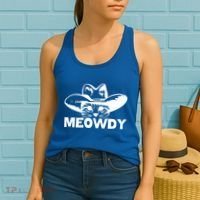 Meowdy Funny Mashup Between Meow And Howdy Cat Meme Cool Gift Women's Tank Top thumb 2