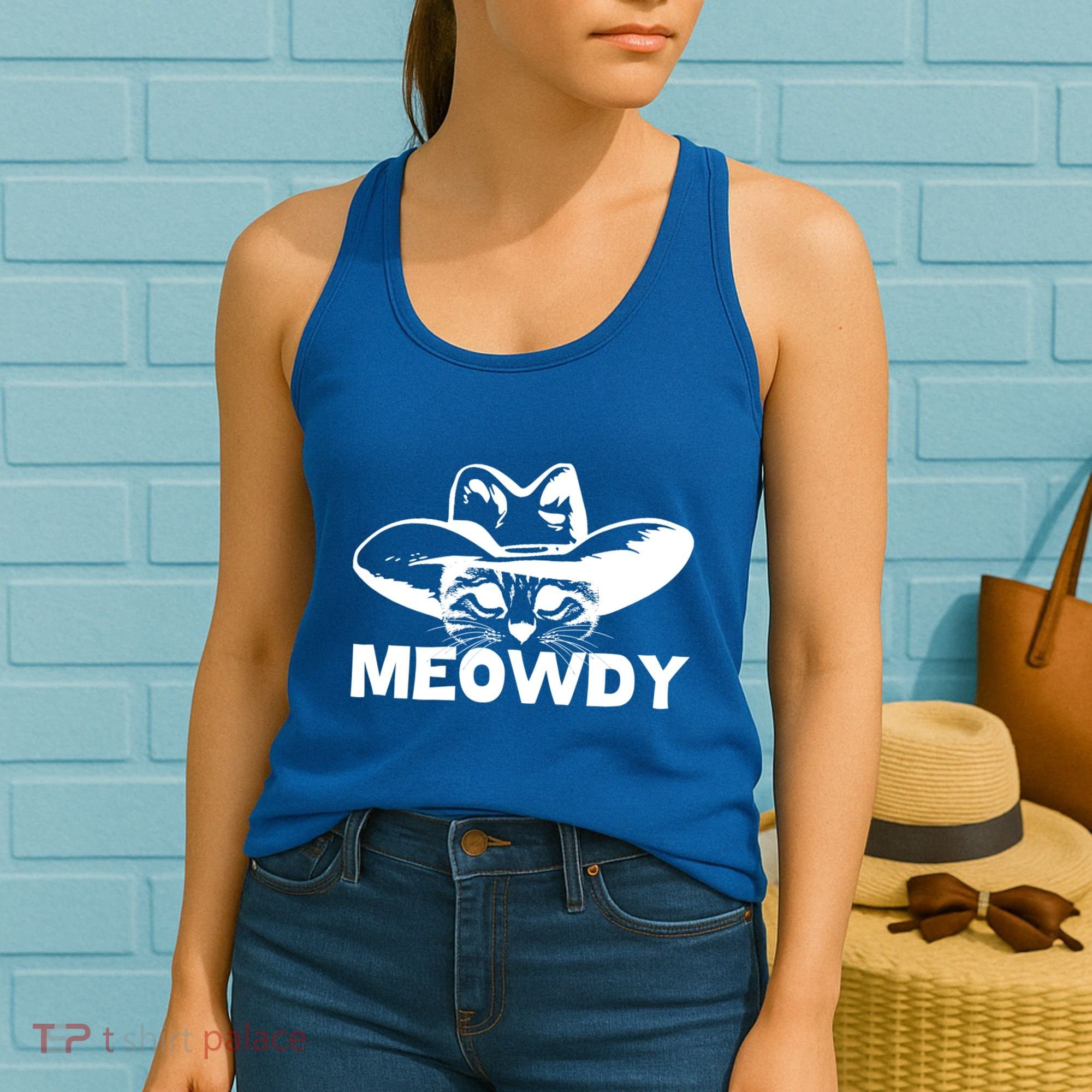 Meowdy Funny Mashup Between Meow And Howdy Cat Meme Cool Gift Women's Tank Top