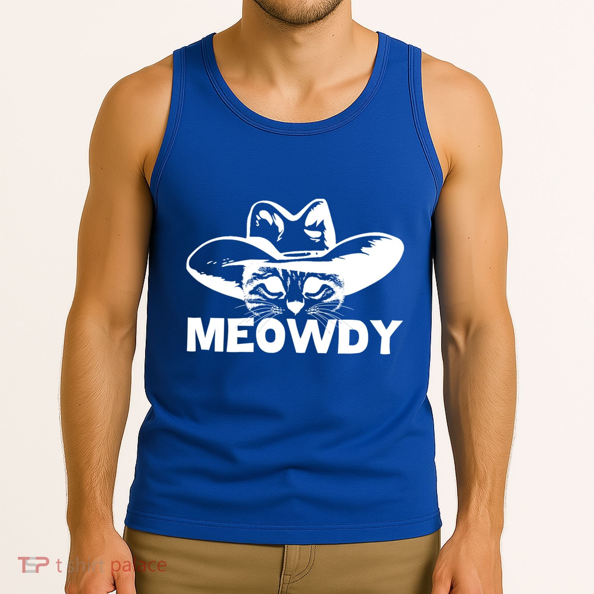 Meowdy Funny Mashup Between Meow And Howdy Cat Meme Cool Gift Tank Top
