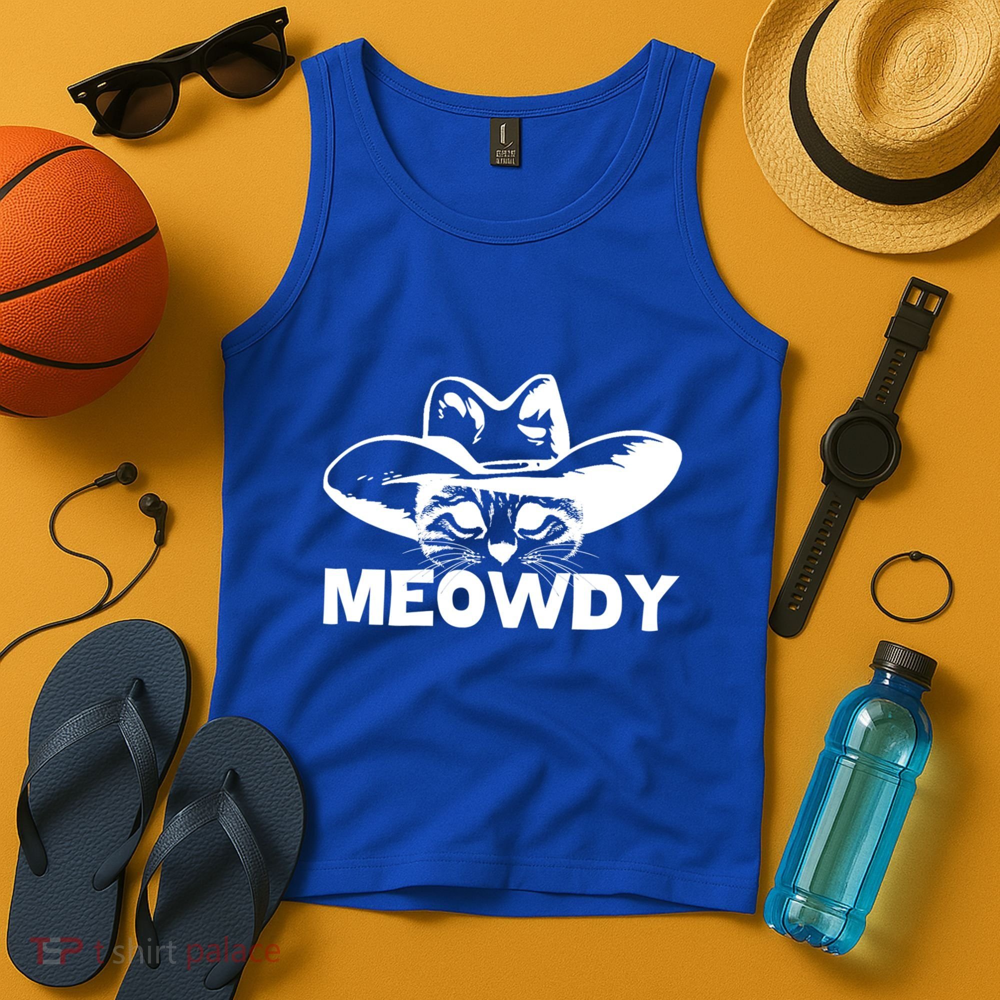 Meowdy Funny Mashup Between Meow And Howdy Cat Meme Cool Gift Tank Top