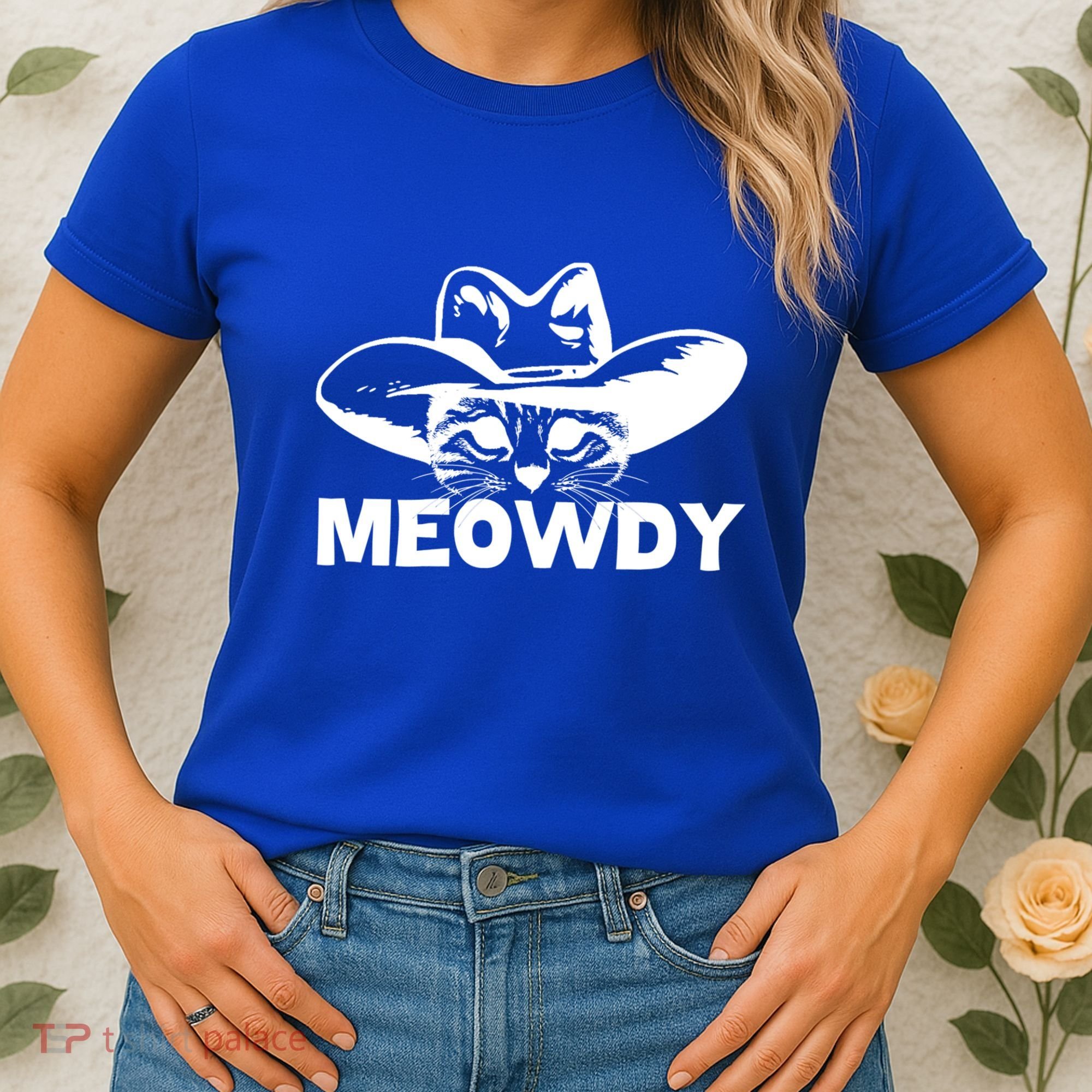 Meowdy Funny Mashup Between Meow And Howdy Cat Meme Cool Gift Women's T-Shirt