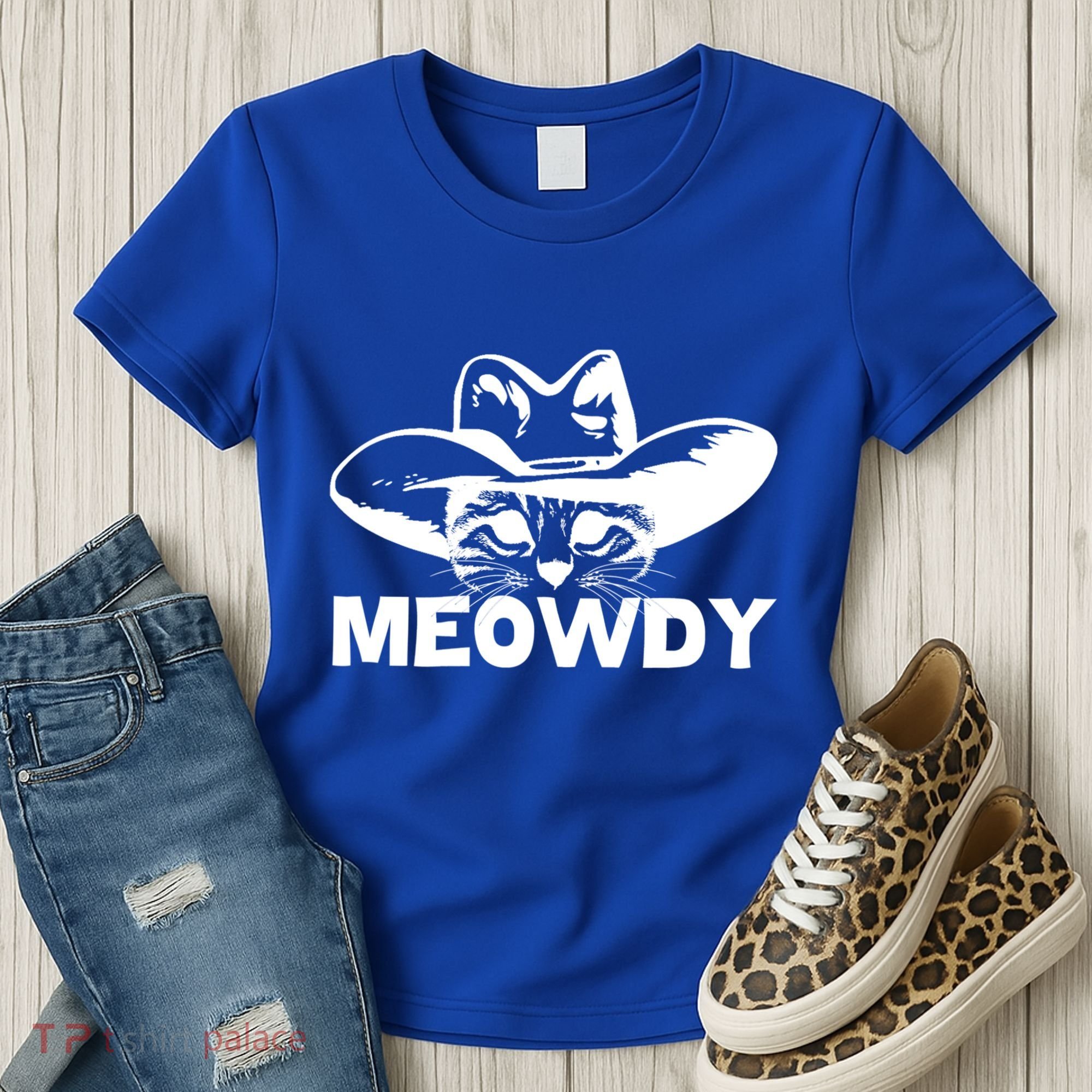 Meowdy Funny Mashup Between Meow And Howdy Cat Meme Cool Gift Women's T-Shirt