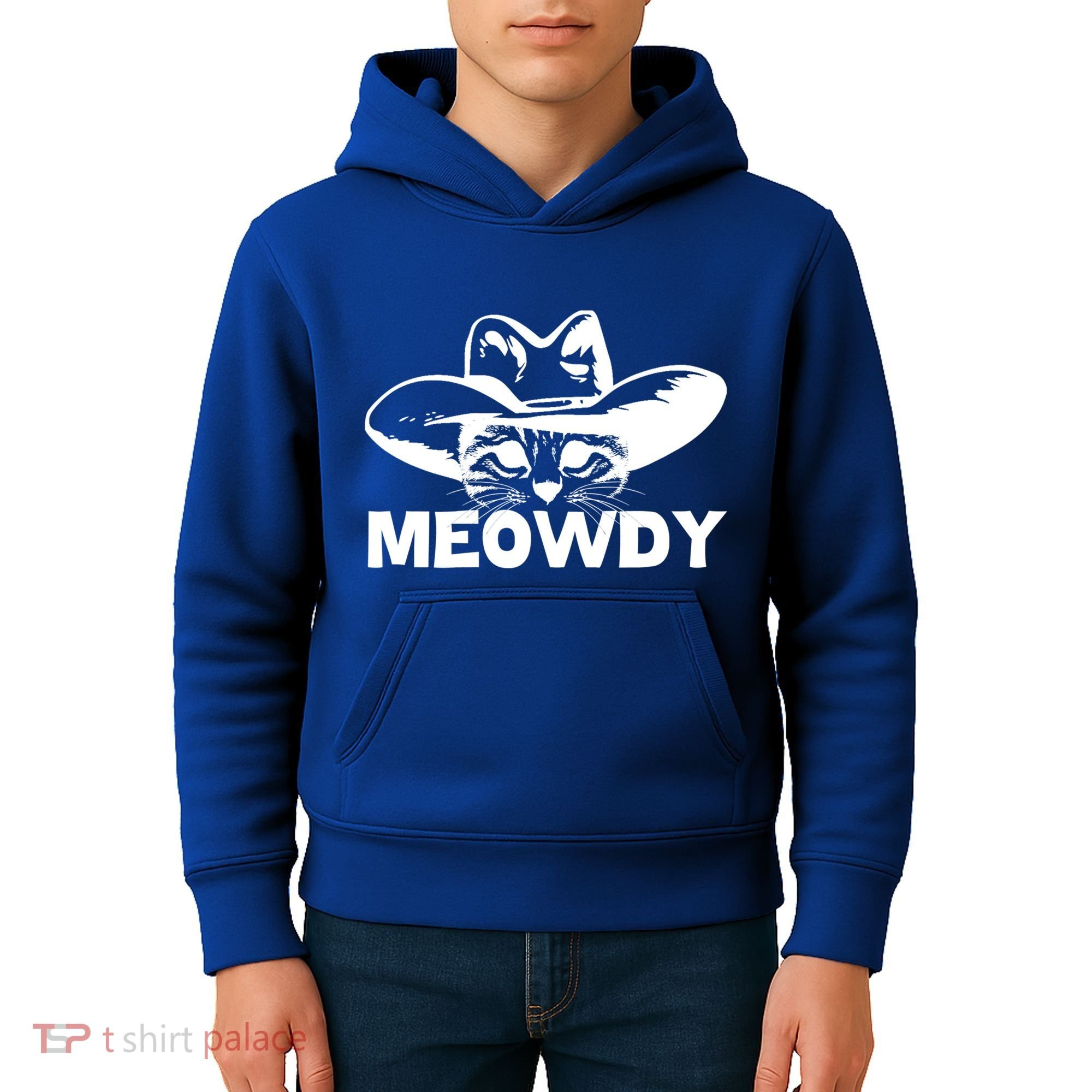 Meowdy Funny Mashup Between Meow And Howdy Cat Meme Cool Gift Kids Hoodie